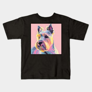 Retro Scottish Terrier: Pastel Pup Revival Kids T-Shirt